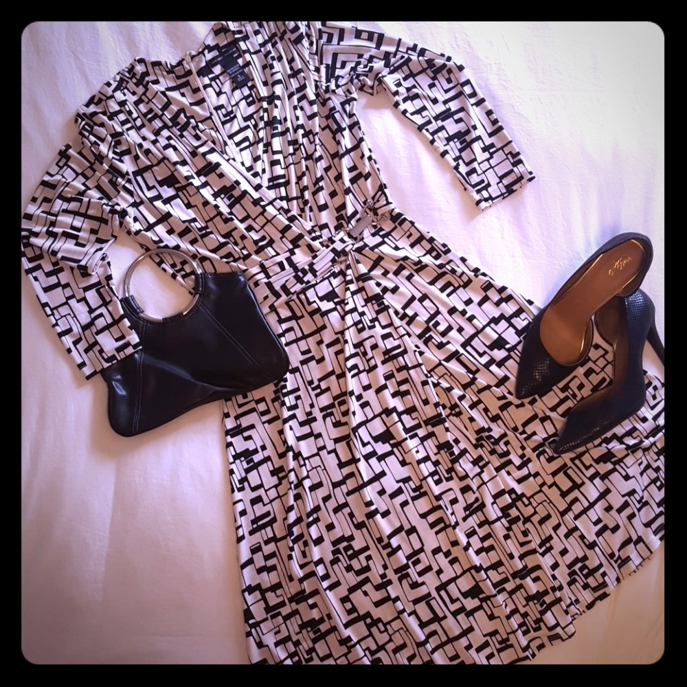 Geometric faux-wrap dress, NY&Co., size S